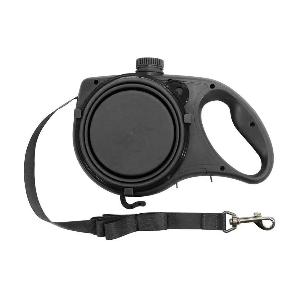 Laisse pour chien rétractable détachable en plastique avec bouteille d'eau intégrée, corde de traction pour chien avec gamelle et conteneur pour sacs à déjections, pour l'entraînement