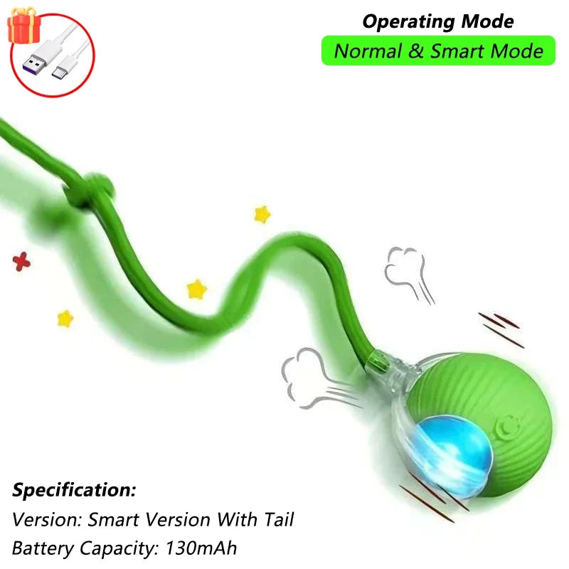 iLMH 1/2 PCS Jouet pour chat Balle interactive Balle roulante automatique Queue artificielle Jouet électrique intelligent rechargeable pour animaux de compagnie Jouet pour animaux de compagnie Imitation souris
