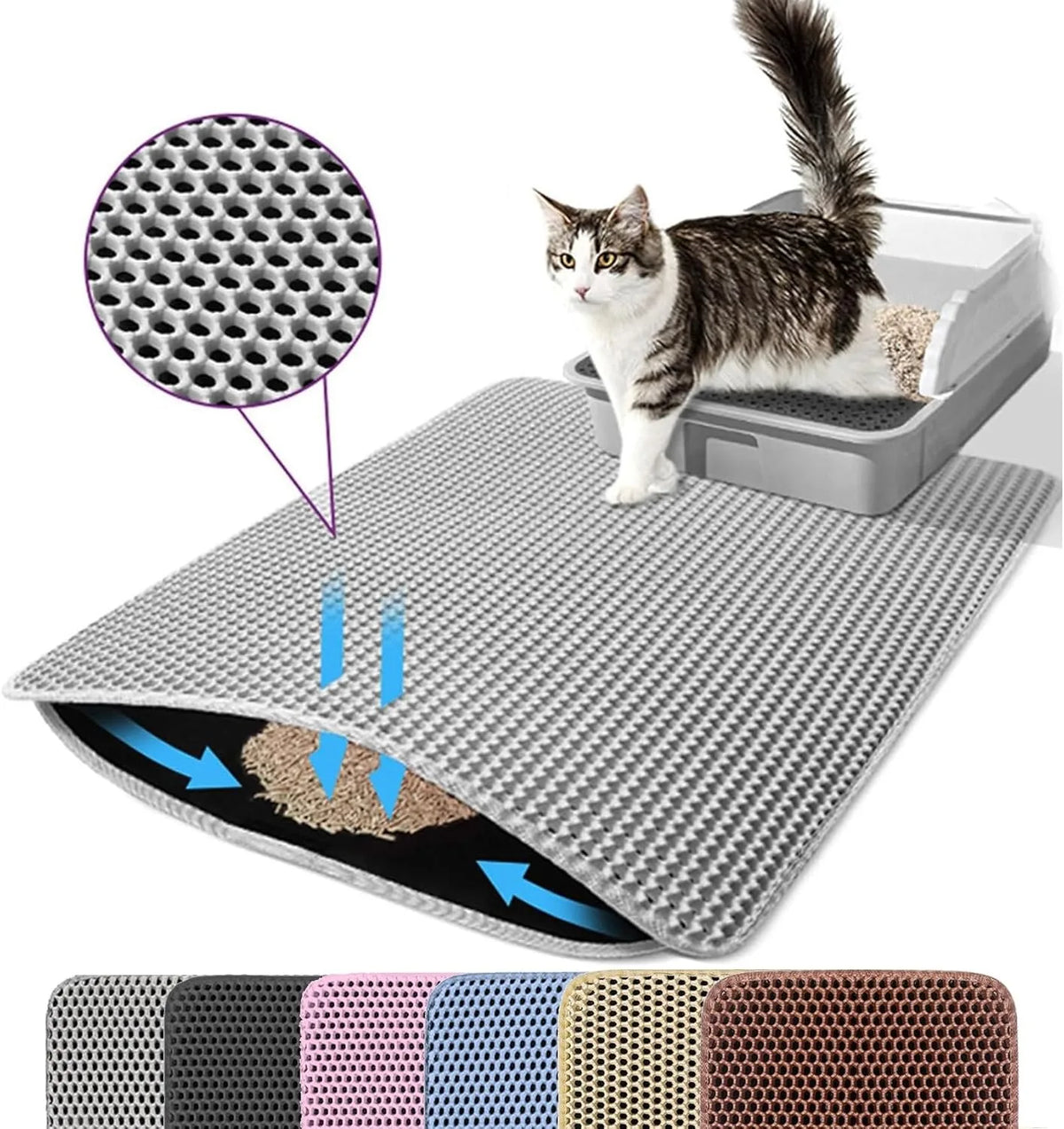 Tapis de litière pour chat étanche à double couche, tapis de récupération de litière pour chat, tapis de propreté pour bac à litière, accessoires pour chats