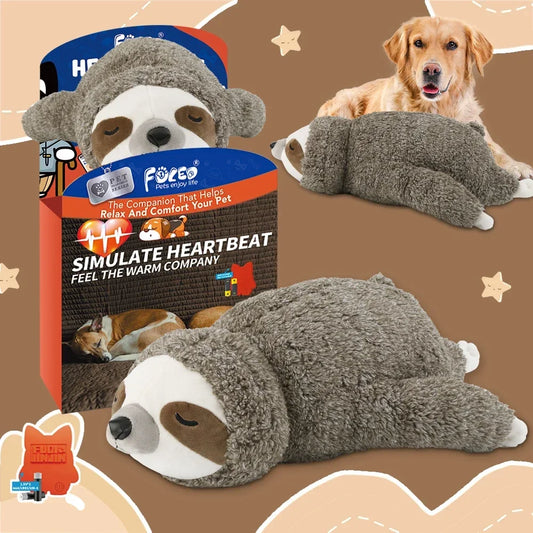 Cadeau de Noël pour chien, jouet pour chiot paresseux avec battement de cœur pour soulager le stress, apaiser et aider au sommeil, jouets pour l'entraînement en cage des chiots