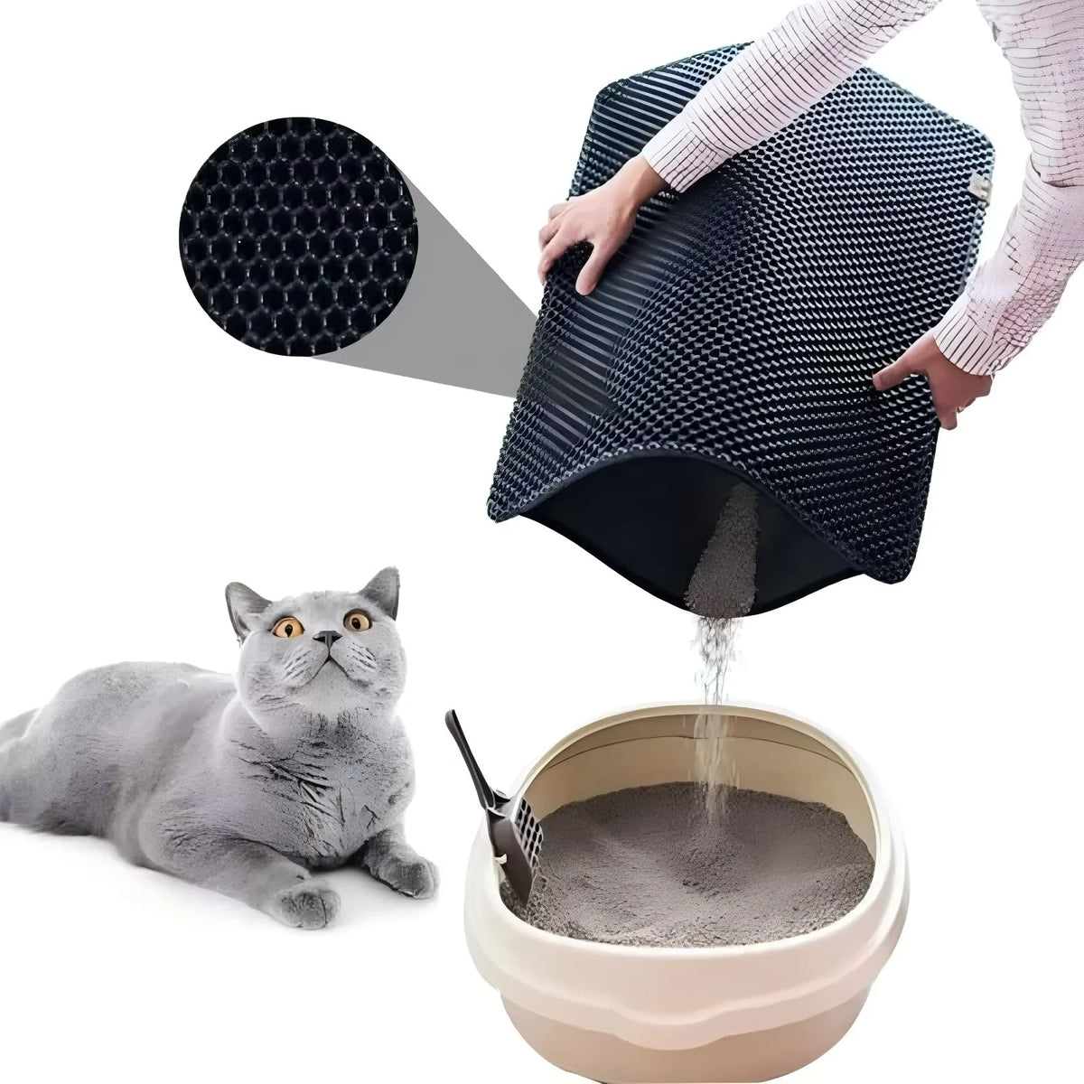 Tapis de litière pour chat étanche à double couche, tapis de récupération de litière pour chat, tapis de propreté pour bac à litière, accessoires pour chats