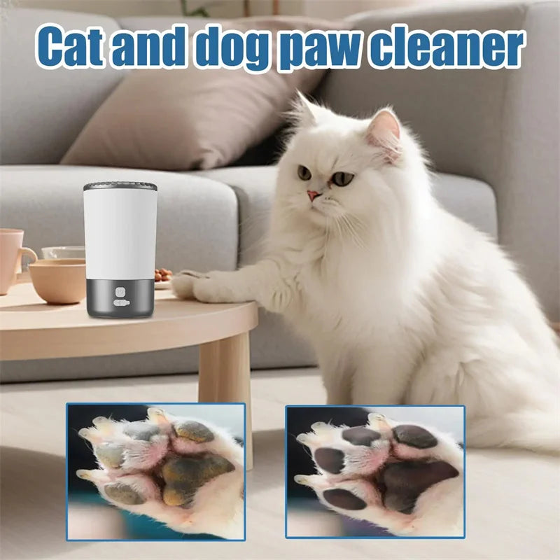 Lave-Pattes Automatique pour Animaux, Nettoyeur Portable pour Chiens et Chats avec Brosse en Silicone Douce, Rechargeable USB-C, Étanche