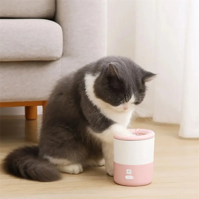 Lave-Pattes Automatique pour Animaux, Nettoyeur Portable pour Chiens et Chats avec Brosse en Silicone Douce, Rechargeable USB-C, Étanche