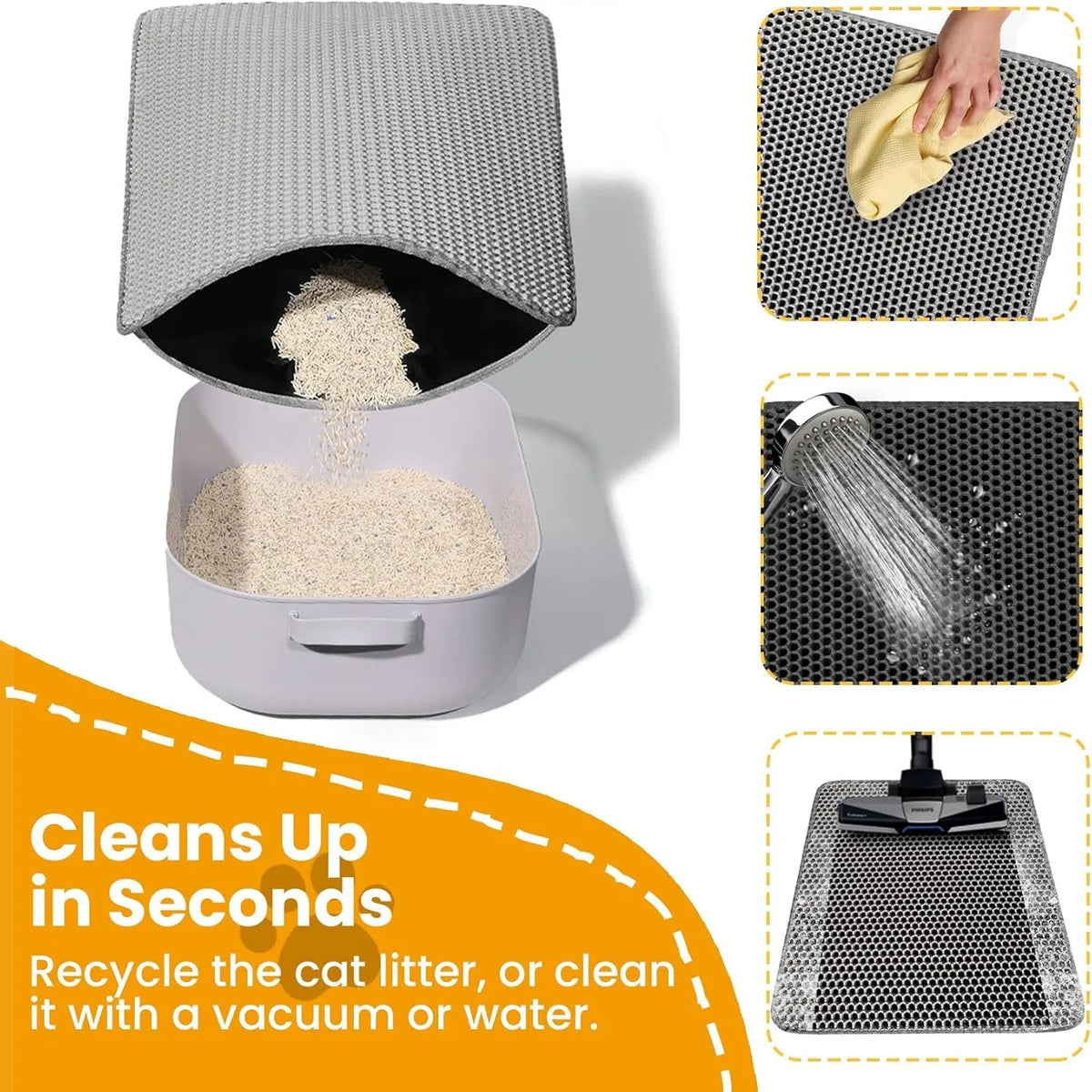 Tapis de litière pour chat étanche à double couche, tapis de récupération de litière pour chat, tapis de propreté pour bac à litière, accessoires pour chats