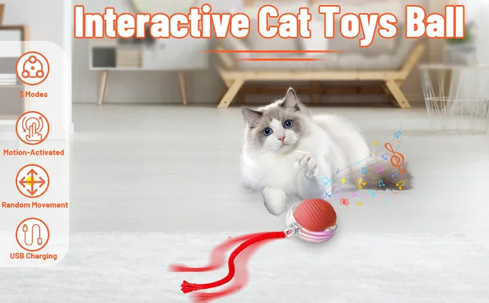 iLMH 1/2 PCS Jouet pour chat Balle interactive Balle roulante automatique Queue artificielle Jouet électrique intelligent rechargeable pour animaux de compagnie Jouet pour animaux de compagnie Imitation souris