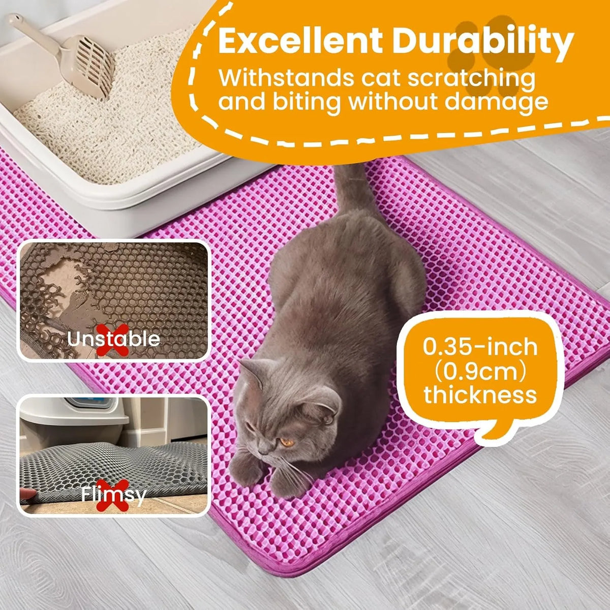 Tapis de litière pour chat étanche à double couche, tapis de récupération de litière pour chat, tapis de propreté pour bac à litière, accessoires pour chats