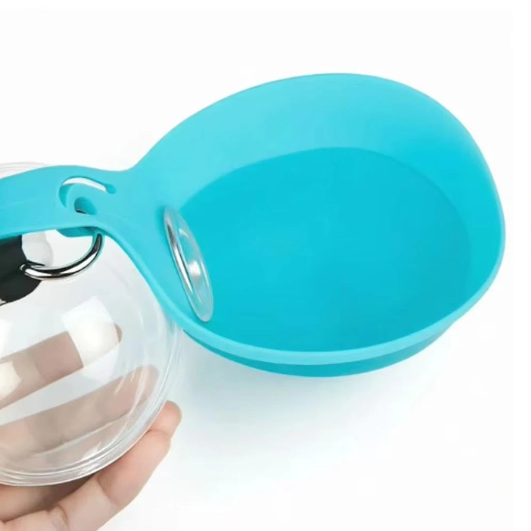 Bouteille d'eau 2-en-1 portable pour chiens avec écuelle pliable intégrée, idéale pour les promenades en extérieur, la randonnée, les voyages, hydratation compacte
