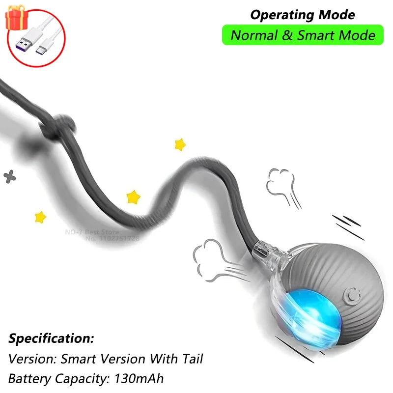 iLMH 1/2 PCS Jouet pour chat Balle interactive Balle roulante automatique Queue artificielle Jouet électrique intelligent rechargeable pour animaux de compagnie Jouet pour animaux de compagnie Imitation souris