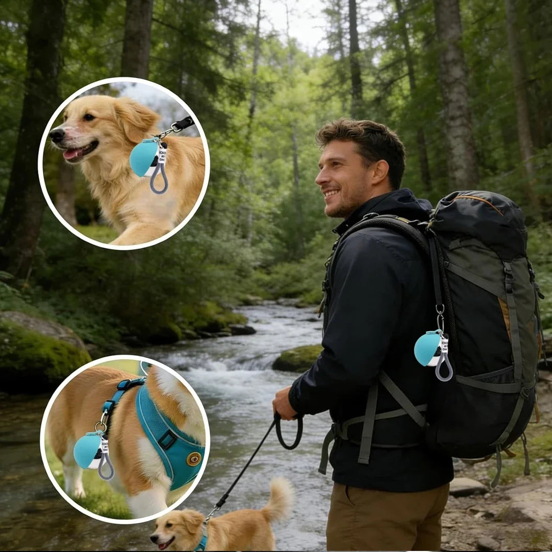 Bouteille d'eau 2-en-1 portable pour chiens avec écuelle pliable intégrée, idéale pour les promenades en extérieur, la randonnée, les voyages, hydratation compacte