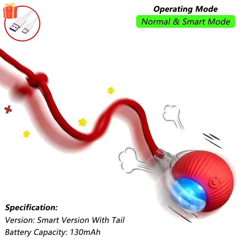 iLMH 1/2 PCS Jouet pour chat Balle interactive Balle roulante automatique Queue artificielle Jouet électrique intelligent rechargeable pour animaux de compagnie Jouet pour animaux de compagnie Imitation souris