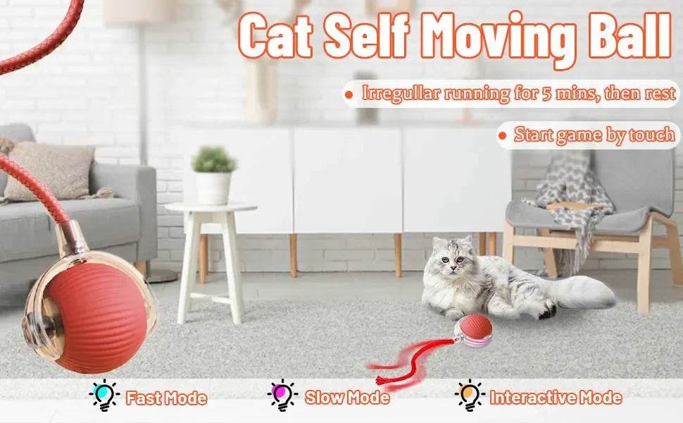 iLMH 1/2 PCS Jouet pour chat Balle interactive Balle roulante automatique Queue artificielle Jouet électrique intelligent rechargeable pour animaux de compagnie Jouet pour animaux de compagnie Imitation souris