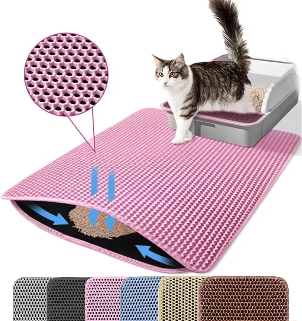 Tapis de litière pour chat étanche à double couche, tapis de récupération de litière pour chat, tapis de propreté pour bac à litière, accessoires pour chats