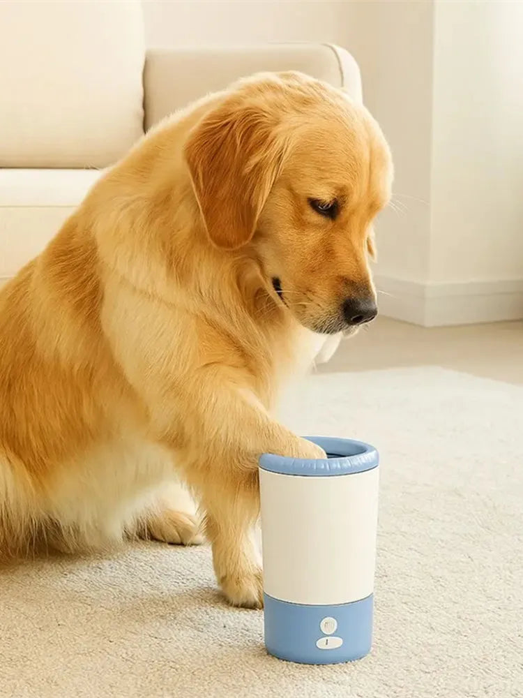 Lave-Pattes Automatique pour Animaux, Nettoyeur Portable pour Chiens et Chats avec Brosse en Silicone Douce, Rechargeable USB-C, Étanche
