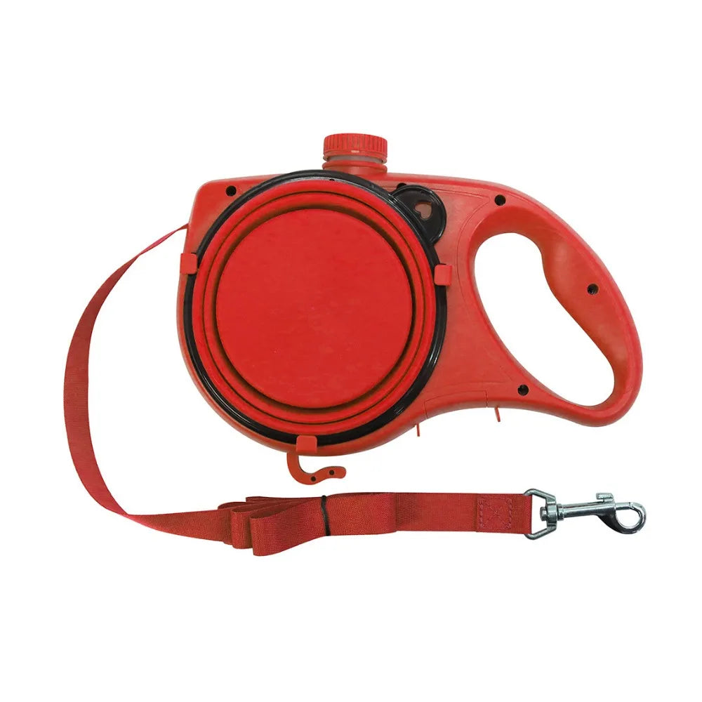 Laisse pour chien rétractable détachable en plastique avec bouteille d'eau intégrée, corde de traction pour chien avec gamelle et conteneur pour sacs à déjections, pour l'entraînement