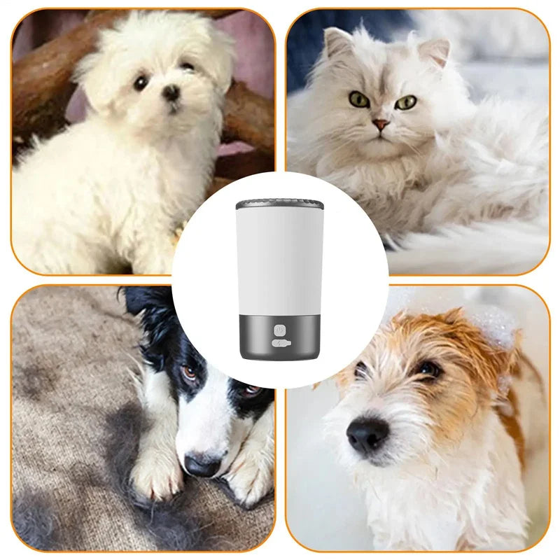 Lave-Pattes Automatique pour Animaux, Nettoyeur Portable pour Chiens et Chats avec Brosse en Silicone Douce, Rechargeable USB-C, Étanche