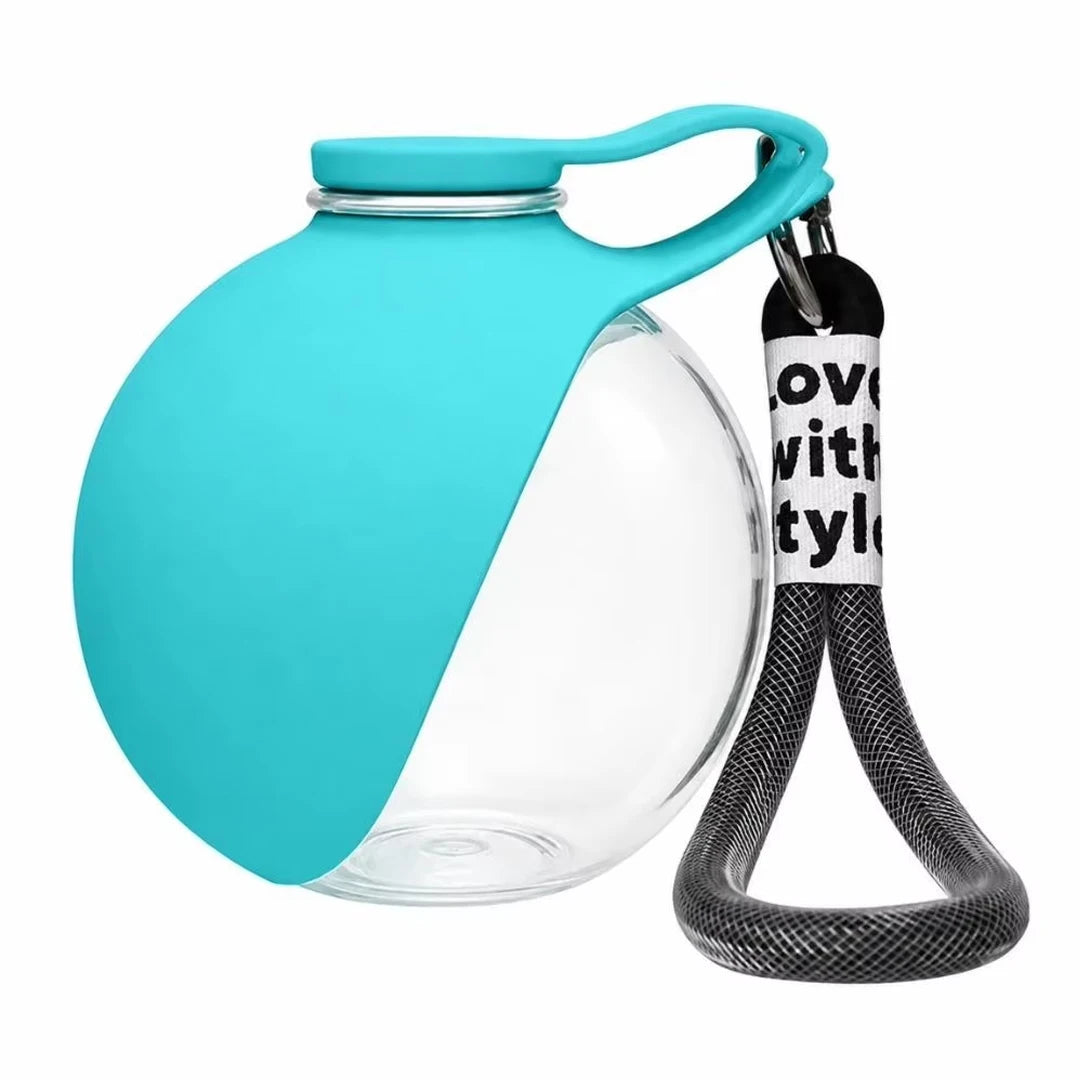 Bouteille d'eau 2-en-1 portable pour chiens avec écuelle pliable intégrée, idéale pour les promenades en extérieur, la randonnée, les voyages, hydratation compacte