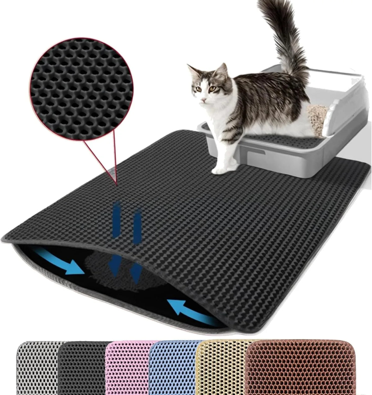 Tapis de litière pour chat étanche à double couche, tapis de récupération de litière pour chat, tapis de propreté pour bac à litière, accessoires pour chats