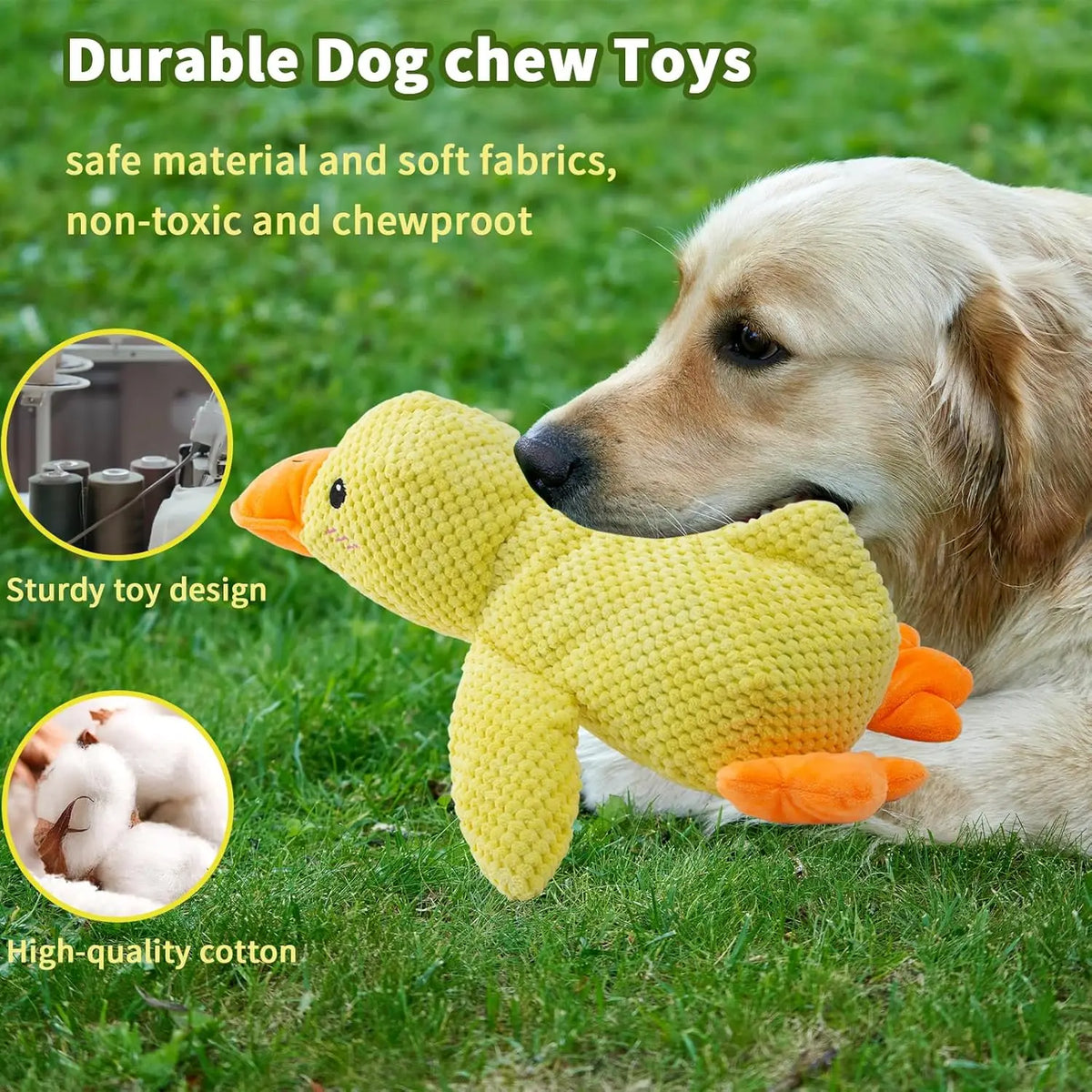 Jouet en peluche pour chien Canard résistant à la mastication, durable, avec son de canard, soulage le grincement des dents, compagnon doux pour petit et grand chien