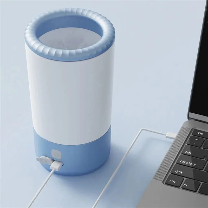 Lave-Pattes Automatique pour Animaux, Nettoyeur Portable pour Chiens et Chats avec Brosse en Silicone Douce, Rechargeable USB-C, Étanche
