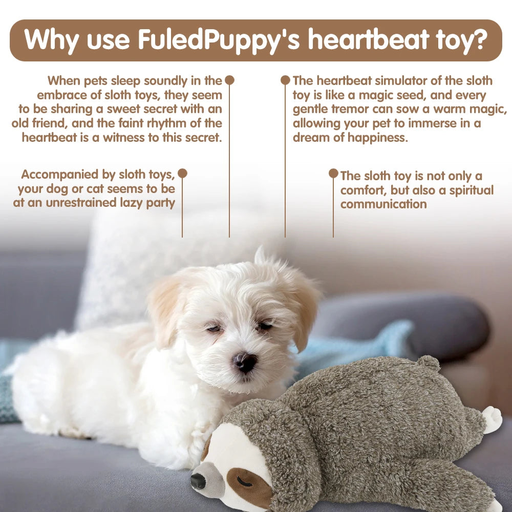Cadeau de Noël pour chien, jouet pour chiot paresseux avec battement de cœur pour soulager le stress, apaiser et aider au sommeil, jouets pour l'entraînement en cage des chiots